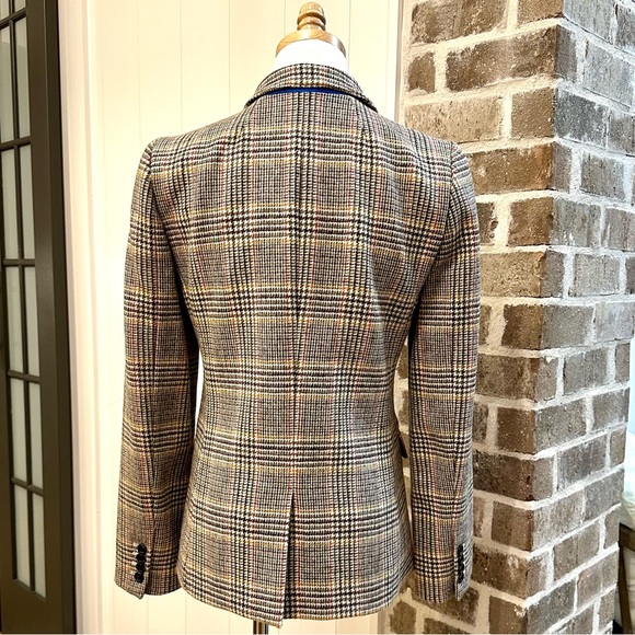 *rare* J. CREW Regent Wool Blazer Natural Plaid, Velvet Ribbon & Cobalt Pop — 6 - Picture 7 of 16